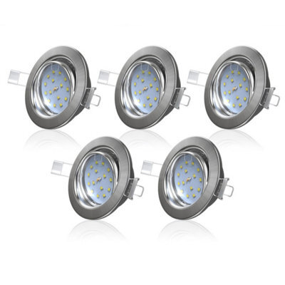 B.k.licht Set Of 5 Recessed Lights Led Downlights Spotlights Adjustable Warm White 400Lm Matt Nickel - image 1