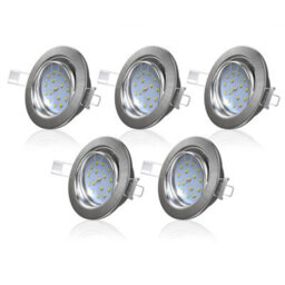 B.k.licht Set Of 5 Recessed Lights Led Downlights Spotlights Adjustable Warm White 400Lm Matt Nickel - thumbnail 1
