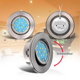 B.k.licht Set Of 5 Recessed Lights Led Downlights Spotlights Adjustable Warm White 400Lm Matt Nickel - thumbnail 3