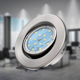 B.k.licht Set Of 5 Recessed Lights Led Downlights Spotlights Adjustable Warm White 400Lm Matt Nickel - thumbnail 9