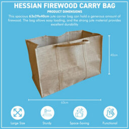 Thorness Large Hessian Firewood Carry Bag Log Carrier With Two Handles Firewood Storage Fireside Log Storage - thumbnail 4