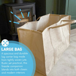 Thorness Large Hessian Firewood Carry Bag Log Carrier With Two Handles Firewood Storage Fireside Log Storage - thumbnail 2