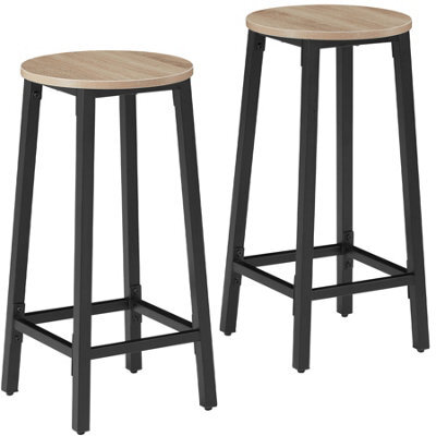 Tectake Bar Stools Corby - Industrial Wood Light, Oak Sonoma, Set Of 2 - image 1
