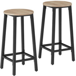 Tectake Bar Stools Corby - Industrial Wood Light, Oak Sonoma, Set Of 2 - thumbnail 1