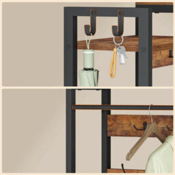 120 X 39.5 X182 Cm Hall Tree Coat Rack With Shoe Bench Storage - thumbnail 4