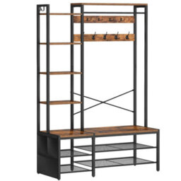 120 X 39.5 X182 Cm Hall Tree Coat Rack With Shoe Bench Storage - thumbnail 3