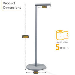 Crystals 2 In 1 Toilet Paper Holder Grey Bathroom Free Standing Tissue Roll Storage Rack - thumbnail 3