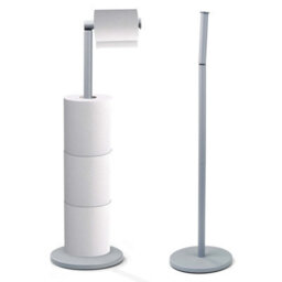 Crystals 2 In 1 Toilet Paper Holder Grey Bathroom Free Standing Tissue Roll Storage Rack - thumbnail 2