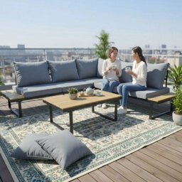 Birchtree 5-Seater Garden Furniture Set Corner Sofa Conversation Set W/coffee Table Grey - thumbnail 5