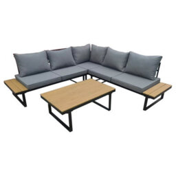 Birchtree 5-Seater Garden Furniture Set Corner Sofa Conversation Set W/coffee Table Grey - thumbnail 3