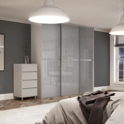 Spacepro Minimalist Mirror Panelled Non-Mirrored Matt Grey 3 Door Sliding Wardrobe Door Kit (H)2220mm (W)1790mm - thumbnail 3