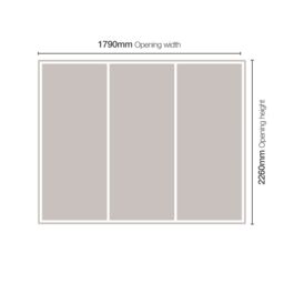 Spacepro Minimalist Mirror Panelled Non-Mirrored Matt Grey 3 Door Sliding Wardrobe Door Kit (H)2220mm (W)1790mm - thumbnail 4