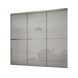 Spacepro Minimalist Mirror Panelled Non-Mirrored Matt Grey 3 Door Sliding Wardrobe Door Kit (H)2220mm (W)1790mm - thumbnail 1