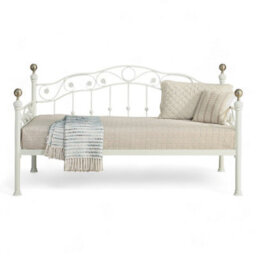 OAT Home Mayfair White & Brass Effect Metal Victorian French Single Day Bed Frame - thumbnail 7