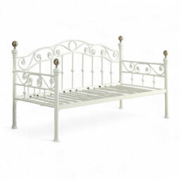 OAT Home Mayfair White & Brass Effect Metal Victorian French Single Day Bed Frame - thumbnail 6