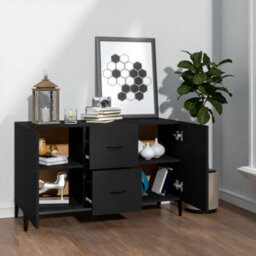 Berkfield Sideboard Black 100X36X60 Cm Engineered Wood - thumbnail 3