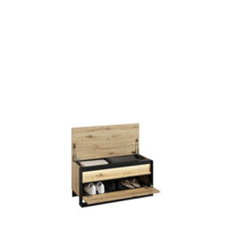 Arte Quant 03 Hallway Bench In Oak Artisan & Black - 920mm X 490mm X 400mm - Sleek Storage With Led Illumination - thumbnail 3