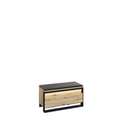 Arte Quant 03 Hallway Bench In Oak Artisan & Black - 920mm X 490mm X 400mm - Sleek Storage With Led Illumination