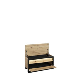 Arte Quant 03 Hallway Bench In Oak Artisan & Black - 920mm X 490mm X 400mm - Sleek Storage With Led Illumination - thumbnail 2
