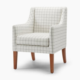 Furniturebox Uk Aubrey Beige Check Fabric Wingback Accent Armchair - thumbnail 3