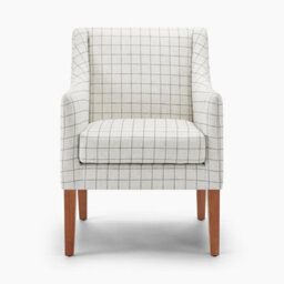 Furniturebox Uk Aubrey Beige Check Fabric Wingback Accent Armchair - thumbnail 4