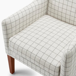 Furniturebox Uk Aubrey Beige Check Fabric Wingback Accent Armchair - thumbnail 7
