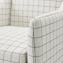 Furniturebox Uk Aubrey Beige Check Fabric Wingback Accent Armchair - thumbnail 6