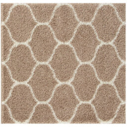The Rugs Moroccan Shaggy Rugs And Runners Soft Fluffy Trellis Design High Pile Beige And Ivory  Living Room Kitchen Hallway 620 - thumbnail 1
