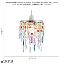 Happy Homewares Modern Waterfall Design Pendant Shade With Multi Colour Acrylic Drops And Beads - thumbnail 7