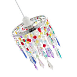Happy Homewares Modern Waterfall Design Pendant Shade With Multi Colour Acrylic Drops And Beads - thumbnail 3
