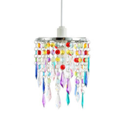 Happy Homewares Modern Waterfall Design Pendant Shade With Multi Colour Acrylic Drops And Beads - thumbnail 2