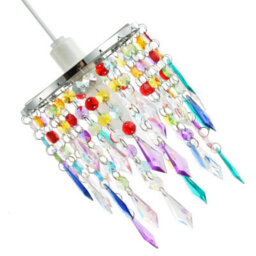 Happy Homewares Modern Waterfall Design Pendant Shade With Multi Colour Acrylic Drops And Beads - thumbnail 4