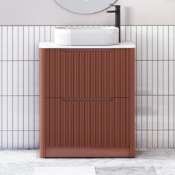 Royal Bathrooms Avenza 700mm Terracotta Clay Floor Standing Countertop Bathroom Vanity Unit 2 Drawer With Lyon Basin - thumbnail 1