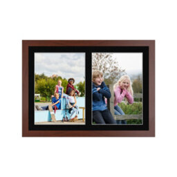 AK Frames 20X14 Rose Wood Modern Multi Photo Frame With Black Mount - Holds 2 Apertures (2X) A4 Photos