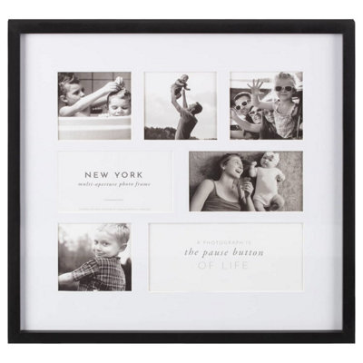 Deenz 7-Photo Collage Multi Picture Square Frame Mdf & Glass Construction New York Theme Wall Mount Beautifully Craft 42 X 2.5 Cm