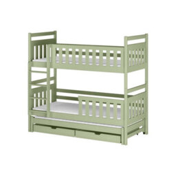 Arte Olive Klara Bunk Bed With Trundle & Storage W198Cm - Nature-Inspired Triple Bed With Ample Storage