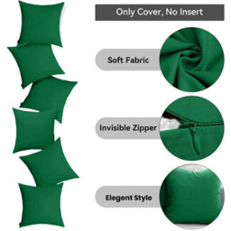 Ameha Green Plain Velvet Cushion Covers, 18X18 Inch, Pack Of 4, Breathable & Hypoallergenic With Hidden Zip Closure - thumbnail 2