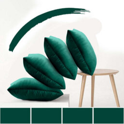 Ameha Green Plain Velvet Cushion Covers, 18X18 Inch, Pack Of 4, Breathable & Hypoallergenic With Hidden Zip Closure - thumbnail 9