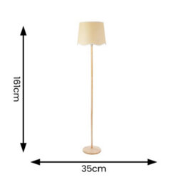 Valuelights Triston Natural Light Wood Stem Floor Lamp With Scallop White Trim Tapered Shade And Led Bulb - thumbnail 6