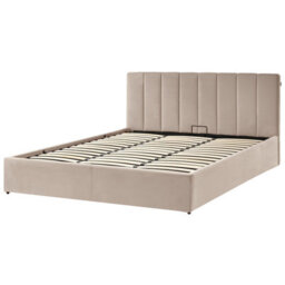 Beliani Ottoman Bed Velvet Dreux 180 X 200 Cm (Eu Super King) Taupe - thumbnail 5