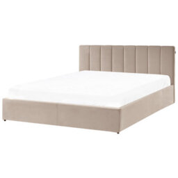 Beliani Ottoman Bed Velvet Dreux 180 X 200 Cm (Eu Super King) Taupe - thumbnail 6