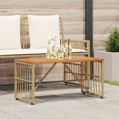 Walplus Outdoor Table Natural 80 X 40 X 40 Cm Steel And Poly Rattan - image 1