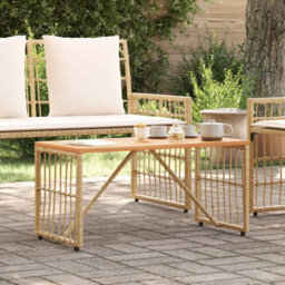 Walplus Outdoor Table Natural 80 X 40 X 40 Cm Steel And Poly Rattan - thumbnail 4