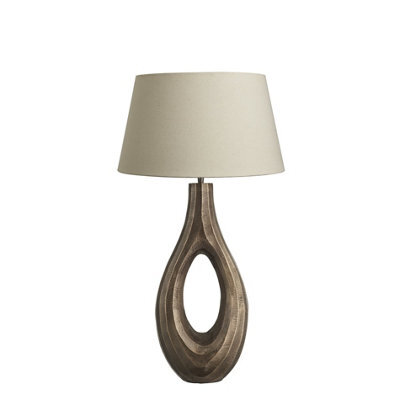 Industville Ornate Ellipse Table Lamp, Brass Base, Empire Cotton Shade - image 1