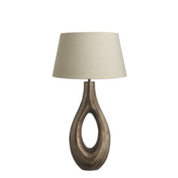 Industville Ornate Ellipse Table Lamp, Brass Base, Empire Cotton Shade - thumbnail 1