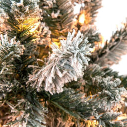 Wadan 7Ft Green Pre-Lit Snow Tipped Pencil Slim Artificial Christmas Tree, 500 Tips Xmas Tree With 170 Leds And Strong Metal Stand - thumbnail 2