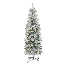 Wadan 7Ft Green Pre-Lit Snow Tipped Pencil Slim Artificial Christmas Tree, 500 Tips Xmas Tree With 170 Leds And Strong Metal Stand - thumbnail 3