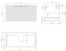 Aveli Fluted 800mm Bathroom Vanity Unit Basin Wall Hung Cupboard Soft Close Walnut - thumbnail 6
