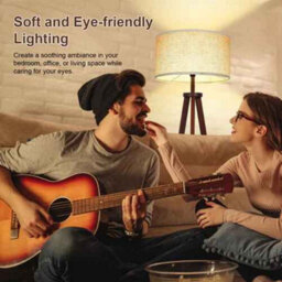 Tripod Floor Lamp Linen Shade Free Standing Light With Shelf Brown - thumbnail 5