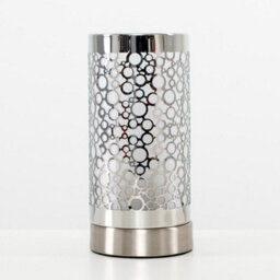 Valuelights Cadena Modern Brushed Chrome Touch Dimmer Bedside Table Lamp With Silver Chain Design Shade - thumbnail 4